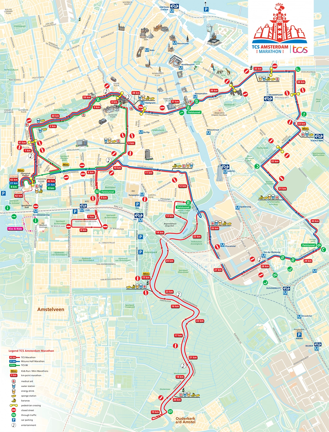 Parcours Amsterdam marathon